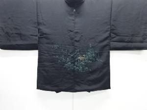 樹木に寺院模様織出し一ツ紋絵羽織